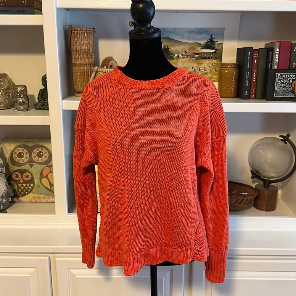 J. Crew Bright Coral Crewneck Sweater